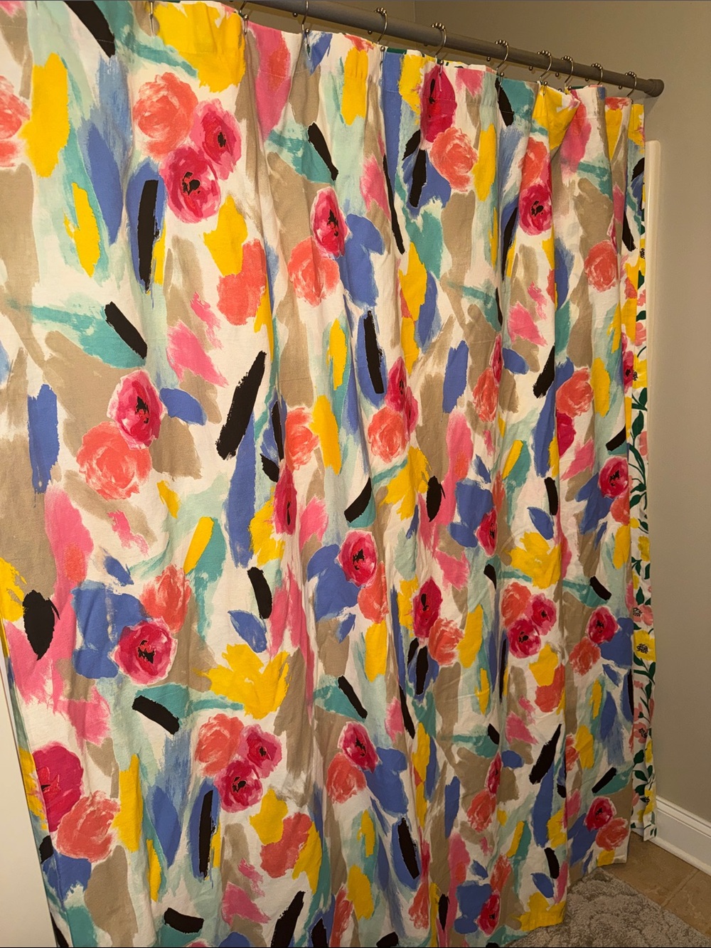 Kate Spade ♠️ Floral Fabric Shower Curtain - EUC
